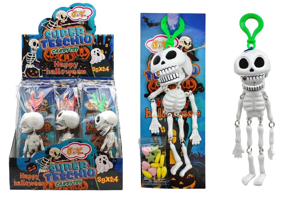 HALLOWEEN SUPER TESCHIO CANDY TOY in vendita all’ingrosso nel suo espositore da 12 unità