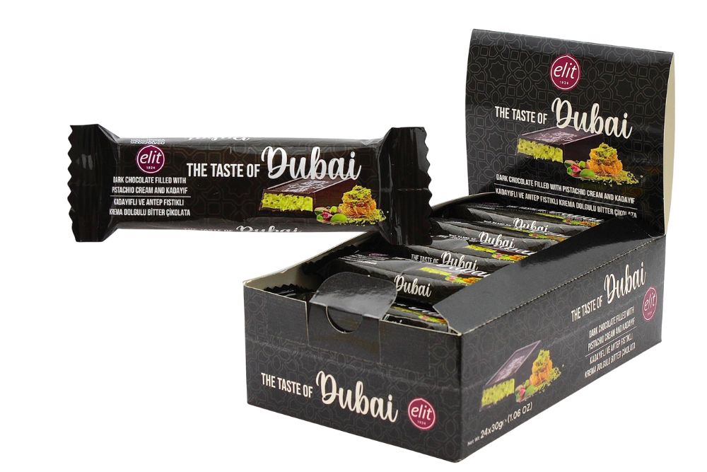 Elit Dark Dubai Chocolate 30g espositore da banco 24 pezzi vendita all'ingrosso